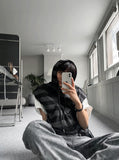 Stripe Mix Hooded Vest Knit