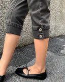 Leon Button Capri Denim Three Quarter Pants