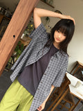 [BAONHAUS] Kinens Over Check Short Sleeve Shirt