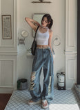 muse wide damage denim pants