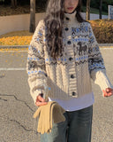 Buffy Nordic Vintage High Neck Knit Cardigan