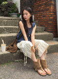 Cuzed Frill Shirring Embossed Sleeveless