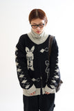 Rabbit knit zip-up sweater