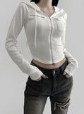 Finney ribbed hood zip-up