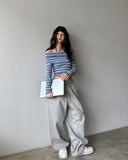 Pop Stripe Off Shoulder Long Sleeve