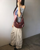 Jeje cargo string two-way wide pants