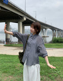 Bilte Summer Seersucker Check Long Sleeve Shirt