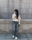 Naf washed denim wide pants