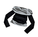 Unen Stripe Color Matching Off-Shoulder