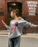 Vintage Flag Off-Shoulder Sweatshirt