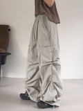 Bakin Nylon Cargo Two-Way Banding Long Wide Jogger Pants
