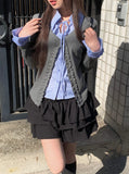 Eve Fake Layered Ruffle Shirt Cardigan