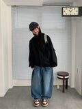 Monpa Curved Denim Balloon Wide Pants