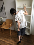 Hanami Lace U-neck Button Short Sleeve Tee