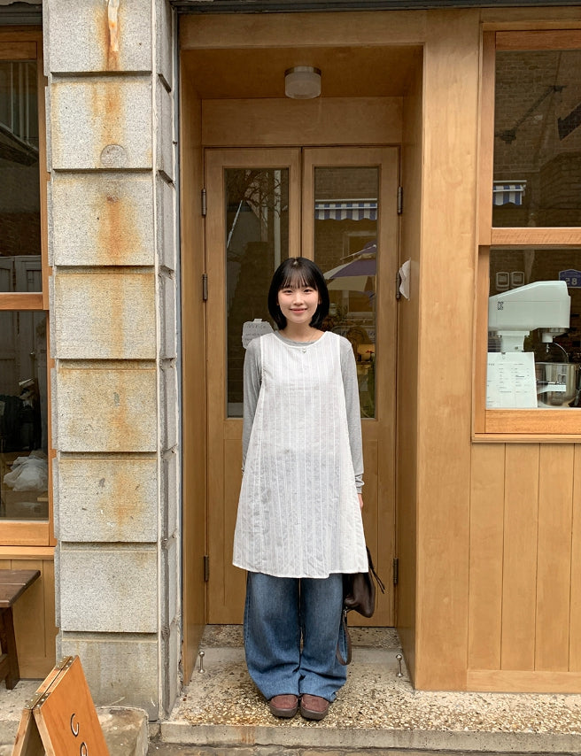【BAON】Hecon Banding Layered Midi One Piece BAON (バオン) - ヒルオパンチングレイヤードミディ丈ワンピース