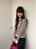 Kanit Diagonal Button Round Long Sleeve Tee