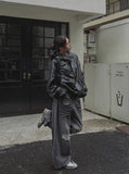 Hidden String Embo Coated Oil Denim Pants