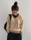 Ttet Stripe Wool V-Neck Knit