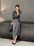 Charlotte See-Through Collar Three Quarter Blouse