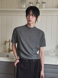 Week Diagonal Cut Half-Neck Short Sleeve Knit