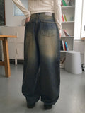 Cama Yellow Washing Vintage Long Wide Denim Pants