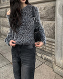 Eti Two Button Black Denim Wide Pants