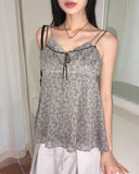 [MADE] Ien Vintage Velvet Ribbon Flower Flower Sleeveless Blouse