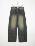Rukin cut washed balloon denim pants