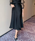 Mud Satin Flare Skirt