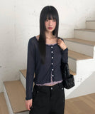 Phuang Lace Frill See-Through V-Neck Long-Sleeve Cardigan