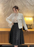 Schuet Round No-Collar Pearl Tweed Jacket