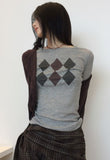Argyle See-Through Long Sleeve T-Shirt