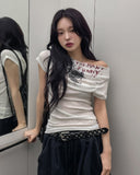 Lunatic Funky Print Off-Shoulder Short Sleeve