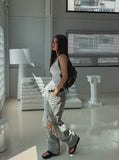 See-through drop frill sleeveless
