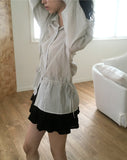 Kenny Stripe Frill Strap See-Through Blouse