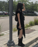 Sourcing Linen Buckle Middle Boots