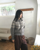 Helky Nordic Pattern Two-Way Knit Zip-Up