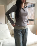 Ine Button Round Slim Hoodie