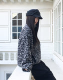 Boran Leopard Fluffy Fur Loose Zip-Up Jumper