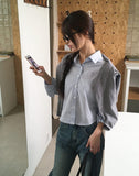 KN Crop Stripe Slim Shirt