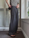 Terry Two-Tuck Belted Slacks