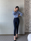 Kanye Stripe Wave Button Blouse