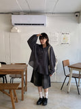 Toyu Summer Wrinkle Check Hood Overshirt