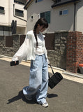 Pek Summer Adjust Snap Washing Denim Wide Pants