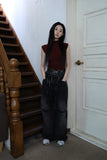 Eyelet Pintuck Black Denim