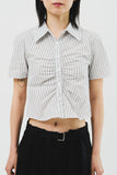 (W) Geek Shirring Striped Shirt