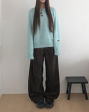 Seuha Henry Neck Button Overfit Knit