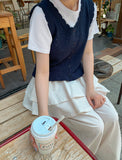Enges Lace Summer Punching Knit Vest