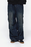 Wide cut cargo denim pants