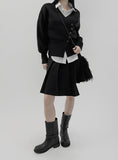 Mink wrap unbalanced miniskirt